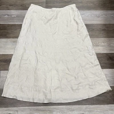 Soft Surroundings Linen A-Line Maxi Skirt Women’s Sz PL Cream Tiered Lined EUC! - Image 1 of 4