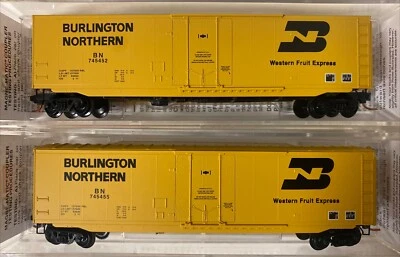 N Scale MTL 50’ Box Car 2-pack Set Burlington Northern BN WFE Fruit Express - Image 1 of 2