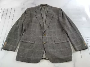 Vintage Hart Schaffner & Marx Sport Coat Mens 44R Grey Windowpane Camel Hair - Picture 1 of 17