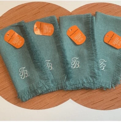 Tommy Bahama Napkins Set 4 Embroidered Aqua  19” x 19” NWT - Image 1 of 4