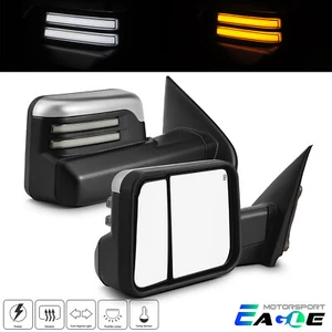 For 2014-2018 Chevy Silverado Power Heated+Temp Sensor Chrome Towing Mirrors - Picture 1 of 8