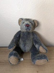 Knickerbocker Jointed Blue Beige Bear 12" Brown Eyes Clean Vintage Classic - Picture 1 of 6