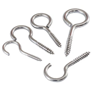 Light & Heavy Duty Screw Eyes & Hooks With Metric A2 Stainless Steel Wood Thread - Picture 1 of 6