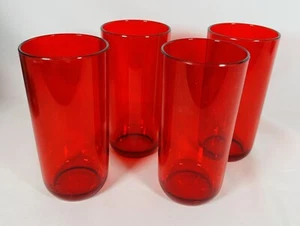 Juego de 4 vasos de plástico rojo Ingrid vintage, 15 OZ, nuevos en caja, años 70 - Imagen 1 de 5