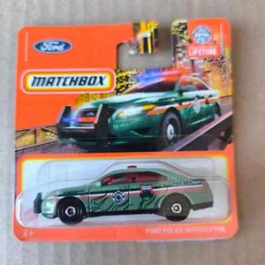 MATCHBOX Short Card MBX FORD POLICE INTERCEPTOR GREEN 64/100 - Picture 1 of 1