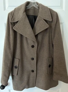 Calvin Klein Womens Wool Blend Brown Jacket Peacoat Size 16 Button Overcoat - Picture 1 of 2