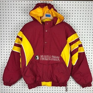 Florida State Seminoles Vtg 90s Starter Puffer Jacket Youth Boy's Large Half Zip - Picture 1 of 10