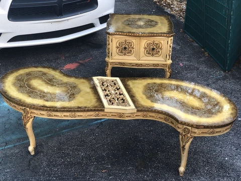 Antique Coffee Table & End Table pair...Absolutely Beautiful Victorian Cover