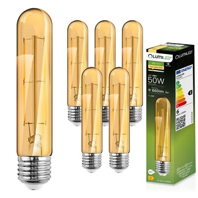 LUMILED LED E27 T30 Retro 6W Vintage Gold Leuchtmittel Glühbirne Filament Lampe - Bild 1 von 4
