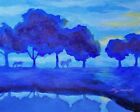 Original Painting Expressive "Blue Morning" Steven Graff 16"Hx20"W Canvas Panel