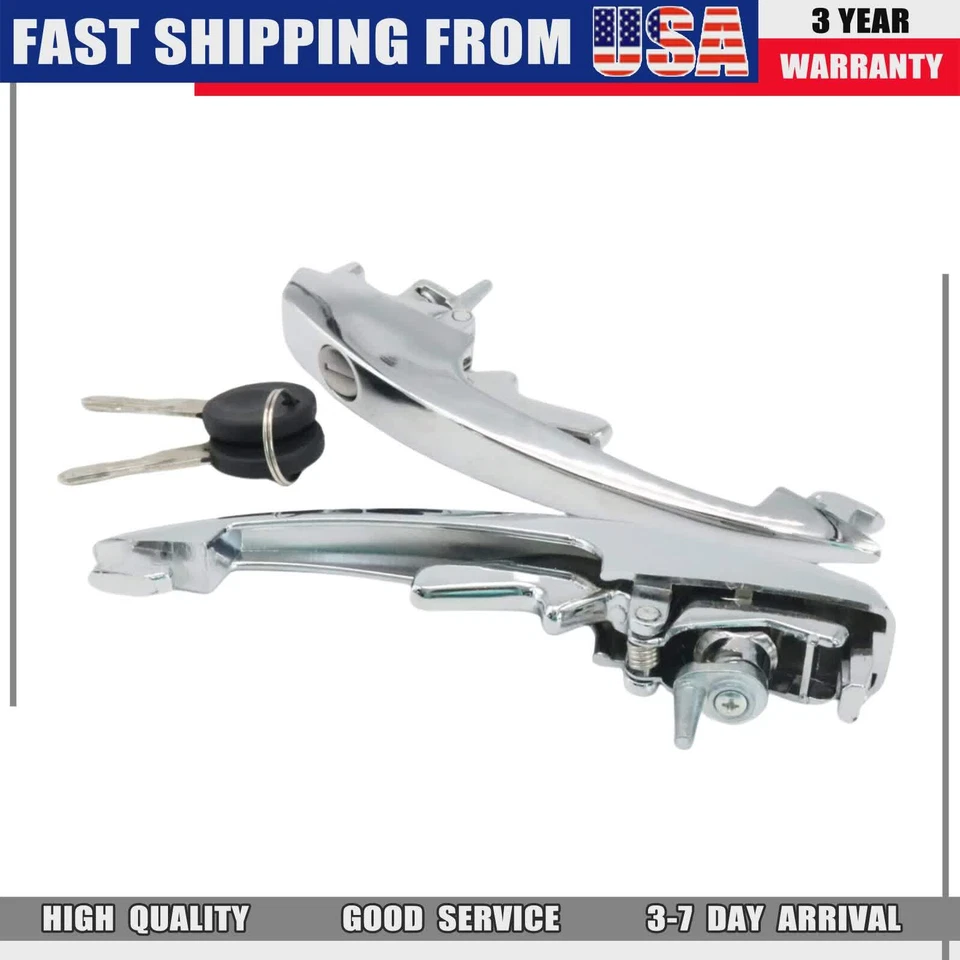 2Pcs For Volkswagen T1 Bug 1968-1978 Door Handle Set Left & Right W/ Keys Chrome Foto 1 de 4