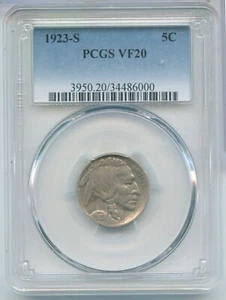 1923-S Buffalo Nickel 5c PCGS VF20 San Francisco Mint - SR976 - Picture 1 of 2