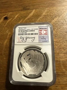 2014 P $1 Baseball Hall Of Fame PF 70 Ultra Cameo Cy Young NGC - Picture 1 of 2
