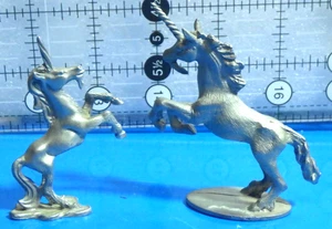 vintage Spoontiques pewter unicorn figures 1981 PP524 smal 2.5" 1979 large 2.75" - Picture 1 of 6