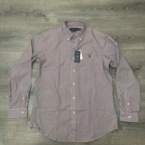 Polo Ralph Lauren Long Sleeve Custom Fit Button-Down Red Striped Shirt NWT - Picture 1 of 8