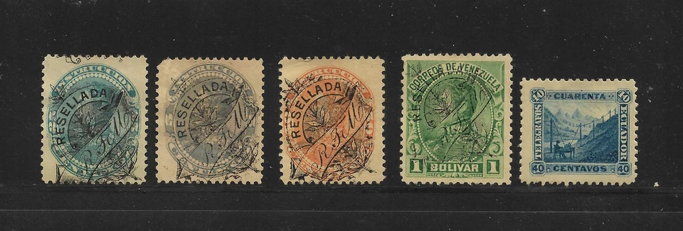 Estampillas de Venezuela: ingresos; varios tipos/emisiones/denombres/etc.; 5 diferentes Foto 1 de 1