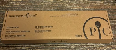 Pampered Chef Coated Steak Knife Set 100750 4 Knives with Covers Serrated - Image 1 of 2