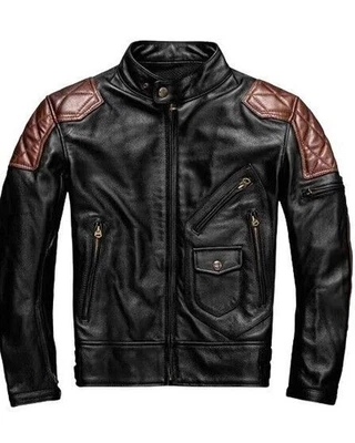 Men's Leather Jacket Biker Motorcycle Real Lambskin Leather Coat  - Image 1 of 4