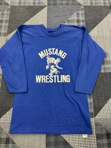 Vintage 70er Jahre College Wrestling Trikot Größe L Mustang Wrestling 847 Herren Größe M - Bild 1 von 9