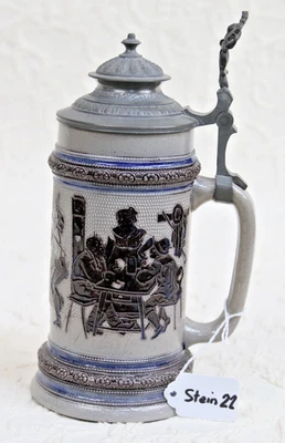 German HR Hauber&Reuther Porcelain Beer Stein #160 Threaded Dance; Stein 22 - Image 1 of 4