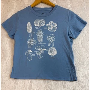 Goodie Two Sleeves Mushroom Kingdom Classification T-shirt Blue Youth Med 8/10 - Picture 1 of 6