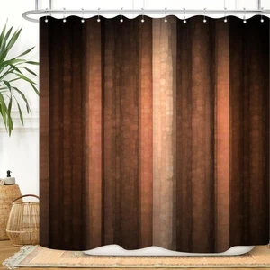 Brown Copper Rust Striped Shower Curtain 72x72 Inch Waterproof with Hooks - Picture 1 of 21