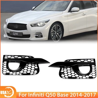 Par de bisel de faros antiniebla delanteros de nido de abeja para Infiniti Q50 2014-2017 Foto 1 de 4