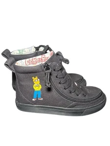 BILLY ~ Sneakers Big Kids Sz 2 Classic Lace High Black Arthur Full Zip AFO *EUC - Picture 1 of 7