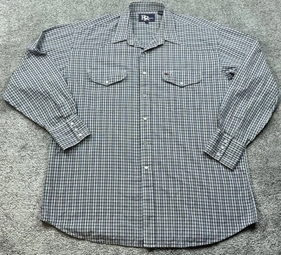 Resistol Shirt Mens XL Blue Plaid Western Pearl Snap Long Sleeve Cowboy Yoke - Image 1 of 4