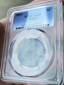 1814 PCGS AG3 Classic Head Cent Plain 4 - Picture 1 of 5