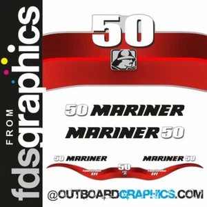 Kit de calcomanías/pegatinas fueraborda Mariner 50hp 4 tiempos EFI - Imagen 1 de 1