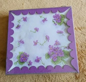 MCM BOXED Paper Luncheon NAPKINS Vintage Violet's Floral 7"x 7" - Picture 1 of 4