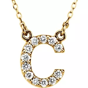 Collar de 16" con colgante de bloque de diamantes blancos de 1/8 quilates de oro amarillo de 14 k genuino - Imagen 1 de 3