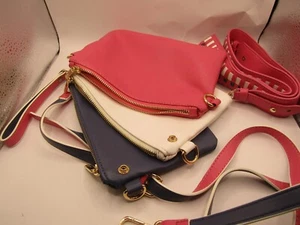 MERSI Triple Three Crossbody bag  Pink, White, Blue Butter Soft Leather Guitar - Picture 1 of 10