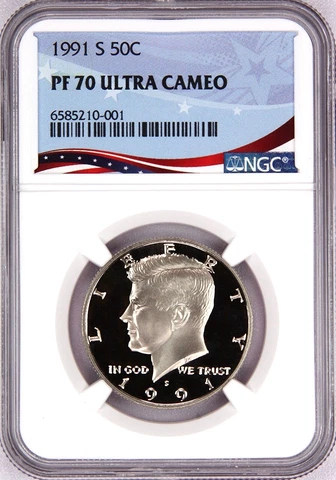 1991-S Proof Kennedy Half, Graded PF70UC  NGC - Registry Quality Coin Cover
