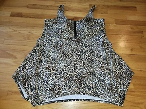 Swim365 SwimDress One Piece Plus Sz 26 Leopard Print Padded Bra Handkerchief EXC - Picture 1 of 6