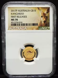 2017 G$15 AUSTRALIA Kangaroo 1/10 oz Gold Coin NGC MS70 - Picture 1 of 2