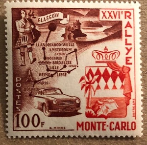 MONACO #365. 26th AUTO ROAD RALLY, GLASGOW TO MONTE CARLO.  MNH - Picture 1 of 3