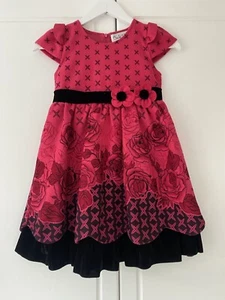 PINK BLACK FLORAL LAYERED DRESS 7 YRS COUCHE TOT GIRLS PARTY SUMMER HOLIDAY GLAM - Picture 1 of 9