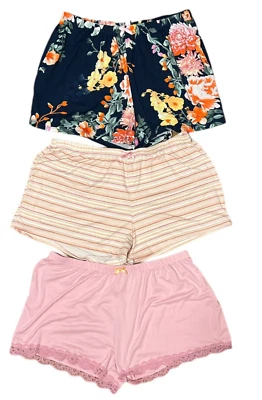 Womens 3pk Sleep Shorts Elastic Waist Soft - Flora by Flora Nikrooz Size M Foto 1 de 3
