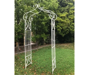 Arch Decorative Antique Cream Steel Wedding Garden Climbing Frame Arbour Trellis - Picture 1 of 4