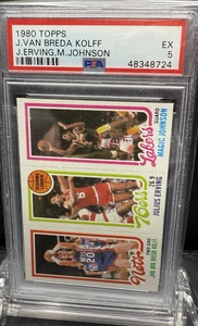 1980 Topps Jan Van Breda Kolff, Julius Erving, Magic Johnson PSA 5 - Bild 1 von 2