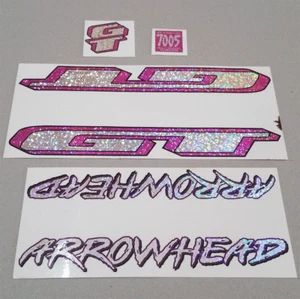 Vintage Old School GT BMX Stickers Crystal Shine NOS Pink - Picture 1 of 5