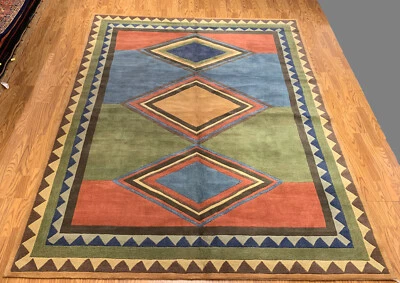 Alfombra acolchada a mano 100 % lana 8 x 10 nueva Foto 1 de 4