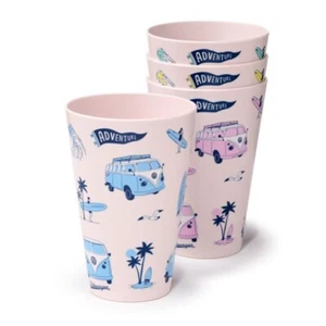 Licensed Volkswagen VW T1 Camper Bus Set of 4 Picnic Cups 450ml - Picture 1 of 10