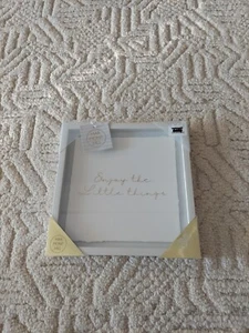 MARMONT HILL GLASS WHITE FRAMED WALL ART HAND FOILED " ENJOY THE LITTLE THINGS" - Picture 1 of 2