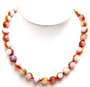 12mm Round Faceted Natural Orange Multicolor Agate Necklace for Women 17" Choker - Picture 1 of 7