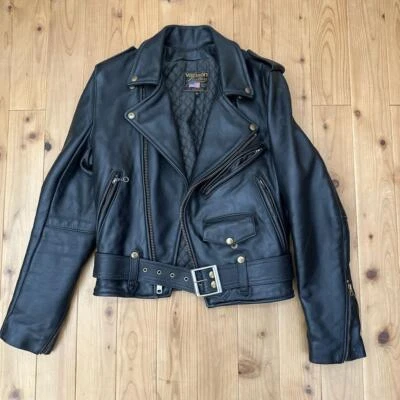 VANSON Motorcycle Jacket C2 C-2 Double Leather Jacket Black Size 34 Pre-Owned - Image 1 of 4