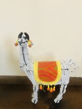 Handmade Bead & Wire Llama Statue 7” Beautiful Native Andes Folk Art