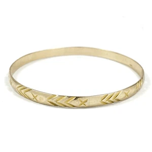 Vintage Solid 10ct Yellow Gold Bangle 1960s - 60mm (19.5cm) - Handmade - Picture 1 of 10